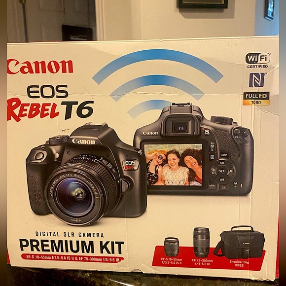 Canon EOS Rebel T6 DSLR Camera with EF-S 18-55mm f/3.5-5.6 IS II Lens - Picture 1 of 10